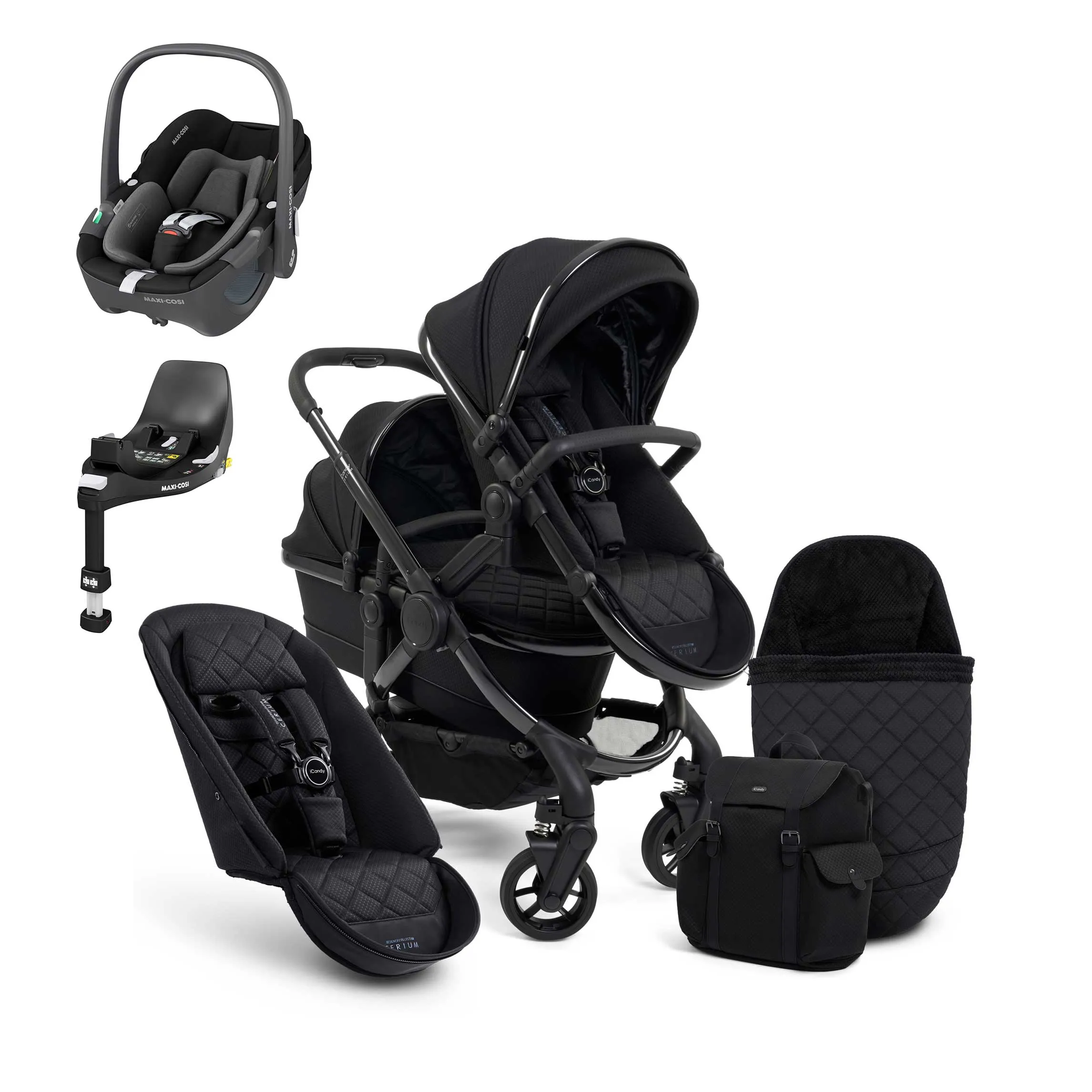 iCandy Peach 7 Cerium Double Maxi-Cosi Travel System in Black