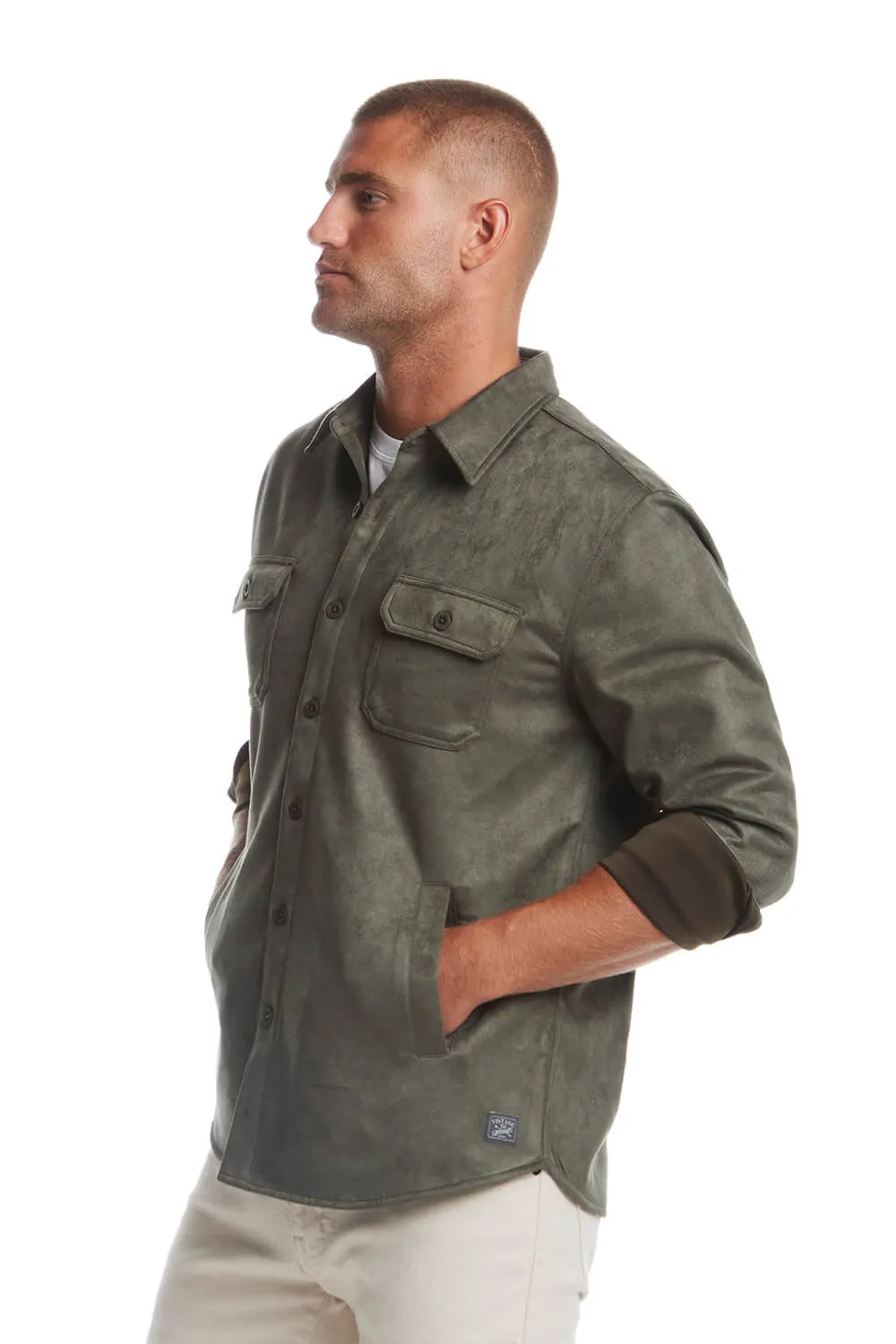 Weatherproof Vintage Suede Shirt Jacket for Men in Army | F2421367GK-ARMY